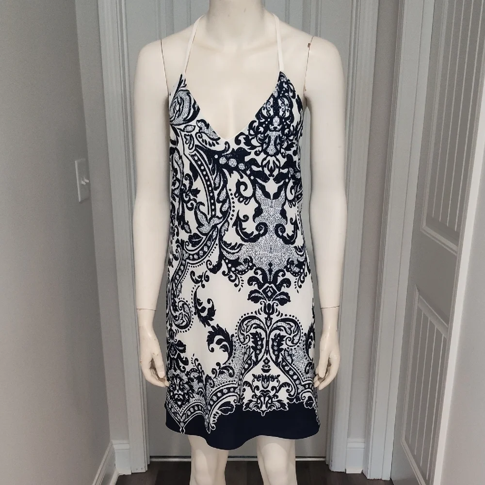Elegant Navy and White Dress